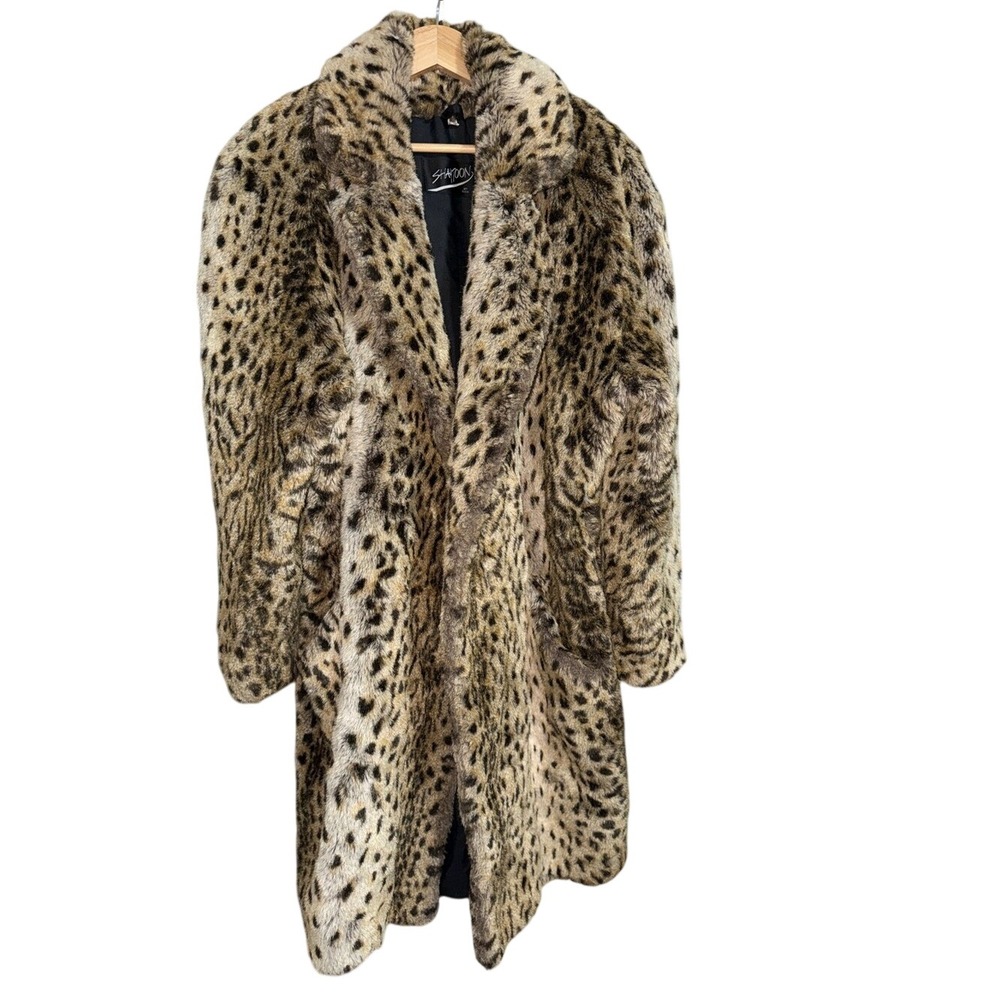 Vintage Shaytoon England Leopard Print Faux Fur Coat Size S